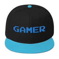 8 Bit Gamer Embroidered Flat Bill Cap embroidered snapback hat, product image 14