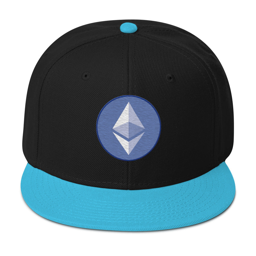 ETH Ethereum Round Logo Cryptocurrency Symbol Flat Bill Cap Snapback Hat