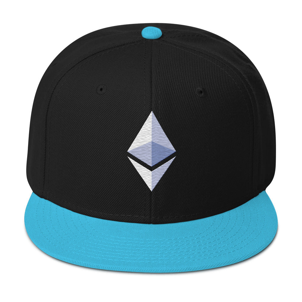 ETH Ethereum Cryptocurrency Symbol Flat Bill Cap Snapback Hat