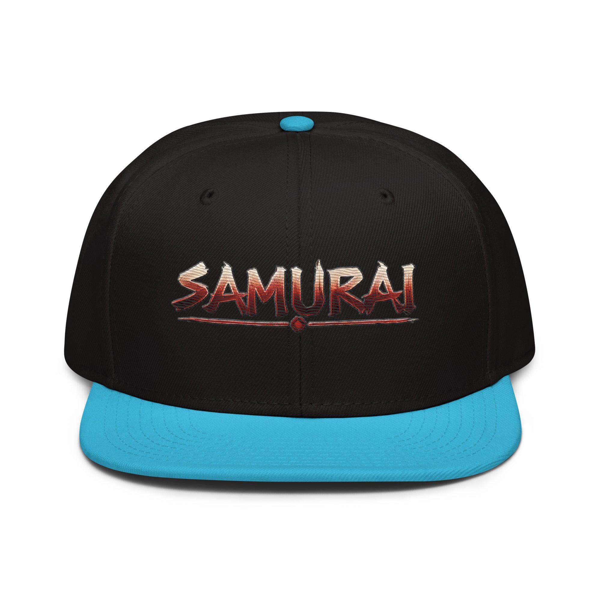 Anime Samurai Warrior Embroidered Flat Bill Snapback Hat