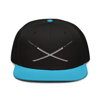 Dual Samurai Swords Anime Warrior Embroidered Flat Bill embroidered snapback hat, product image 7
