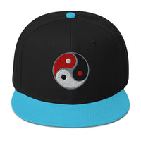 Triple Yin Yang Concept Chinese Symbol Flat Bill Cap embroidered snapback hat, product image 7