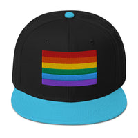 LGBTQ+ Rainbow Flag Gay Pride Flat Bill Cap embroidered snapback hat, product image 8