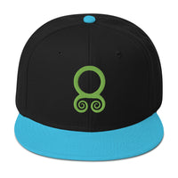Green Viking Troll Cross Norse Flat Bill Cap embroidered snapback hat, product image 7