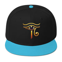 Sun God Eye of Ra Egyptian Occult Flat Bill Cap embroidered snapback hat, product image 8