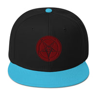 Red Baphomet Sigil Snapback – Occult Satanic Flat Bill Hat, Gothic Dark Aesthetic, Alt Streetwear Embroidered Cap embroidered snapback hat, product image 7
