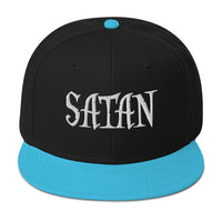 White Satan Pure Evil Snapback – Occult Flat Bill Cap, Gothic Embroidered Hat for Alt Fashion, Horror Dark Streetwear embroidered snapback hat, product image 7