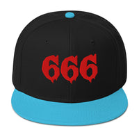 Red 666 embroidered snapback hat, product image 7