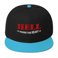 Hell Is Where The Heart Is Snapback – Satanic Occult Flat Bill Cap Metalheads Embroidered Hat for Alt Horror Fashion embroidered snapback hat, product image 7