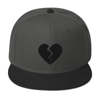 Black Broken Heart Valentines Day Embroidered Flat Bill Cap embroidered snapback hat, product image 26