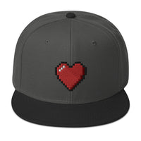Retro 8 Bit Video Game Pixelated Heart Embroidered Flat Bill Cap embroidered snapback hat, product image 26
