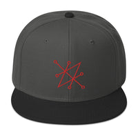 Red Sigil of Fallen Angel Azazel Occult Symbol Embroidered Flat Bill Cap embroidered snapback hat, product image 25