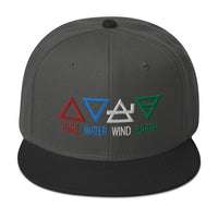 Four Elements of Matter: Fire, Water, Wind, Earth Embroidered Flat Bill Cap embroidered snapback hat, product image 25