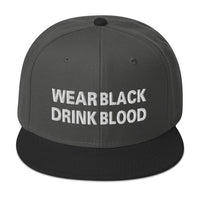 Wear Black Drink Blood Embroidered Flat Bill Cap embroidered snapback hat, product image 25
