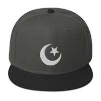 Star and Crescent Moon Ancient Symbol Embroidered Flat Bill Cap embroidered snapback hat, product image 25