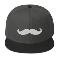 Classic Handlebar Mustache Embroidered Flat Bill Cap embroidered snapback hat, product image 25
