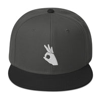 Okay Sign Hand Gesture Symbol Embroidered Flat Bill Cap embroidered snapback hat, product image 25