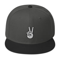 The V Sign for Victory Hand Gesture Embroidered Flat Bill Cap embroidered snapback hat, product image 25