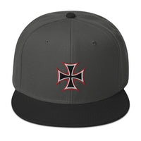Occult Biker Cross Symbol Embroidered Flat Bill Cap embroidered snapback hat, product image 25