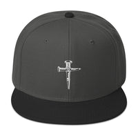 Wooden Stakes Cross Embroidered Flat Bill Cap embroidered snapback hat, product image 24