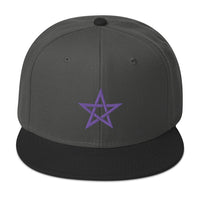 Purple Wiccan Woven Pentagram Symbol Embroidered Flat Bill Cap embroidered snapback hat, product image 25