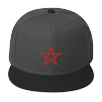 Red Wiccan Woven Pentagram Symbol Embroidered Flat Bill Cap embroidered snapback hat, product image 25