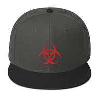 Red Bio Hazard Symbol Warning Sign Embroidered Flat Bill Cap embroidered snapback hat, product image 24