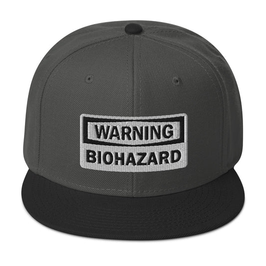 Warning Sign Bio Hazard Zombie Apocalypse Embroidered Flat Bill Cap embroidered snapback hat, product image 1