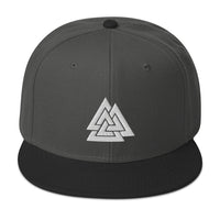 Viking Valknut Triangles of Power and Glory Embroidered Flat Bill Cap embroidered snapback hat, product image 25