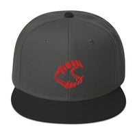 Red Vampire Novelty Halloween Fangs Embroidered Flat Bill Cap embroidered snapback hat, product image 25