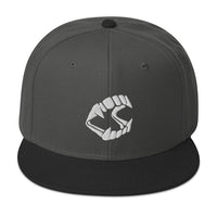 White Vampire Novelty Halloween Fangs Embroidered Flat Bill Cap embroidered snapback hat, product image 1