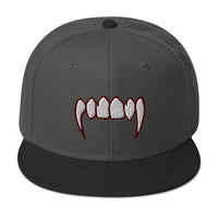 Bloody Dracula Vampire Fangs Embroidered Flat Bill Cap embroidered snapback hat, product image 25