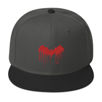 Red Vampire Bat Blood Drip Embroidered Flat Bill Cap embroidered snapback hat, product image 25