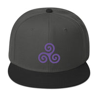 Purple Triskelion or Triskeles Spiral Embroidered Flat Bill Cap embroidered snapback hat, product image 24