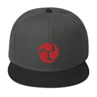 Red Tomoe Mitsudomoe Japanese Symbol Embroidered Flat Bill Cap embroidered snapback hat, product image 25
