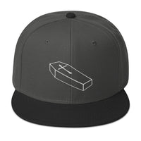 White Toe Pincher Coffin with Cross Embroidered Flat Bill Cap embroidered snapback hat, product image 25