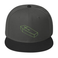 Green Toe Pincher Coffin with Cross Embroidered Flat Bill Cap embroidered snapback hat, product image 25