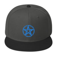Blue Witching Hour Woven Pentagram Embroidered Flat Bill Cap embroidered snapback hat, product image 25