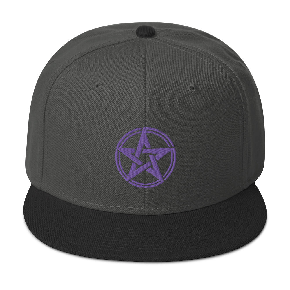 Purple Witching Hour Woven Pentagram Embroidered Flat Bill Cap Snapback Hat