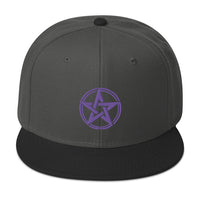 Purple Witching Hour Woven Pentagram Embroidered Flat Bill Cap embroidered snapback hat, product image 25