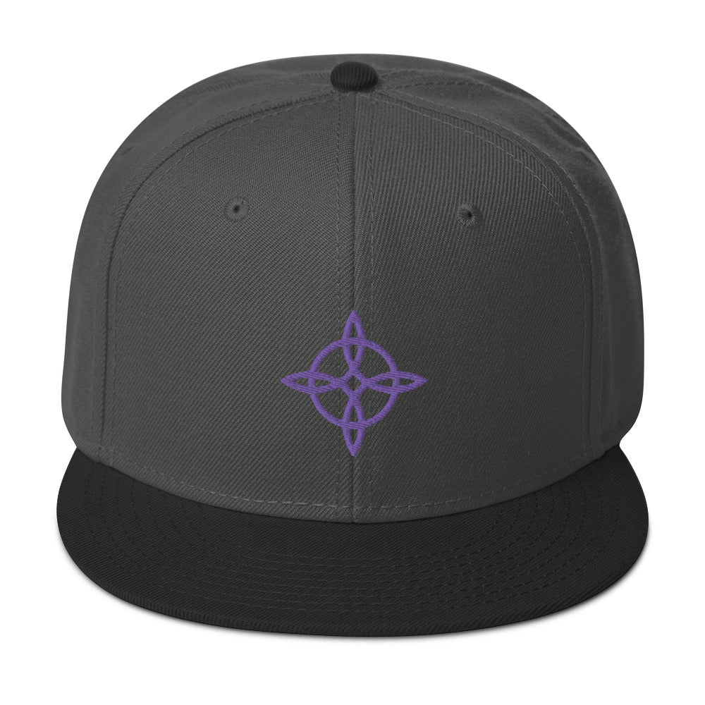 Purple Witches Knot Wicca Symbol Embroidered Flat Bill Cap Snapback Hat