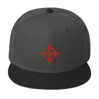 Red Witches Knot Wicca Symbol Embroidered Flat Bill Cap embroidered snapback hat, product image 25