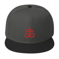 Red Leviathan Cross of Satan Occult Symbol Embroidered Flat Bill Cap embroidered snapback hat, product image 25