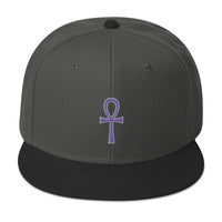 Purple The Key of Life Ankh Egyptian Embroidered Flat Bill Cap embroidered snapback hat, product image 25
