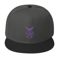 Purple Horned God Neopaganism Symbol Embroidered Flat Bill Cap embroidered snapback hat, product image 25