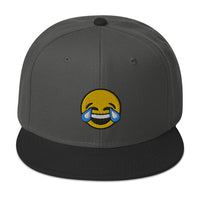 Tears of Joy Emoji Crying Emoticon Embroidered Flat Bill Cap embroidered snapback hat, product image 1