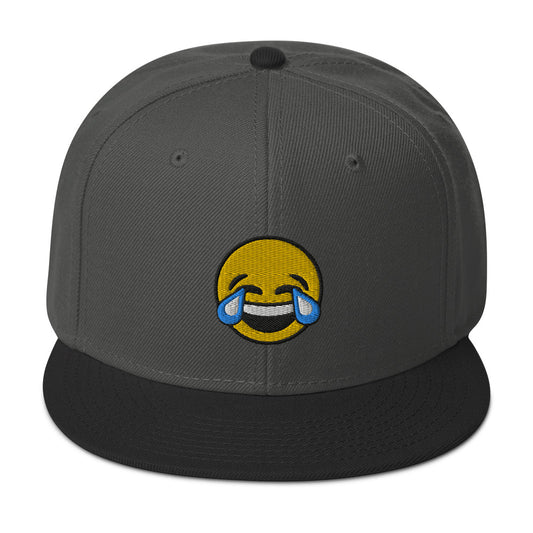 Tears of Joy Emoji Crying Emoticon Embroidered Flat Bill Cap embroidered snapback hat, product image 1