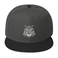 Samurai Warrior Mask Embroidered Flat Bill Cap embroidered snapback hat, product image 25
