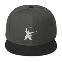 Samurai Two Sword Technique Embroidered Flat Bill Cap embroidered snapback hat, product image 1