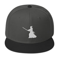 Ronin Samurai Warrior Swordsman Embroidered Flat Bill Cap embroidered snapback hat, product image 1